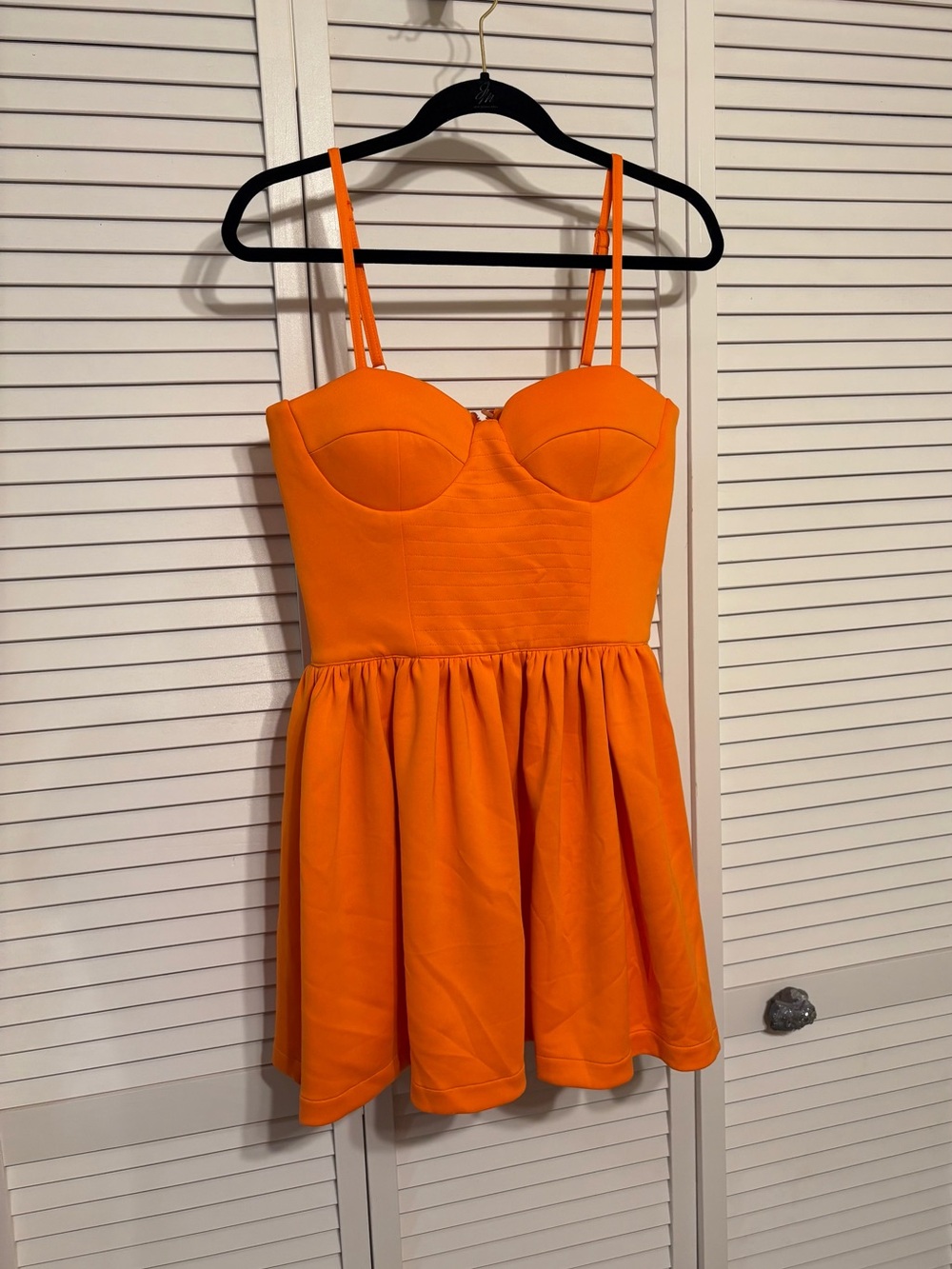 Women’s Hot Orange Mini Dress with Bustier Top